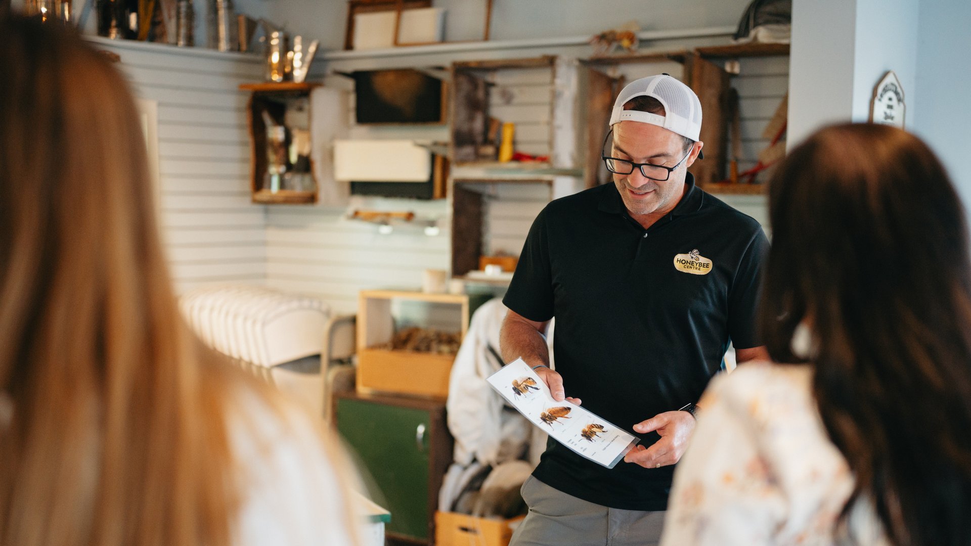 Team member showcasing types of bees at the Honeybee Centre in Surrey BC Ian Harland DSC2828 2